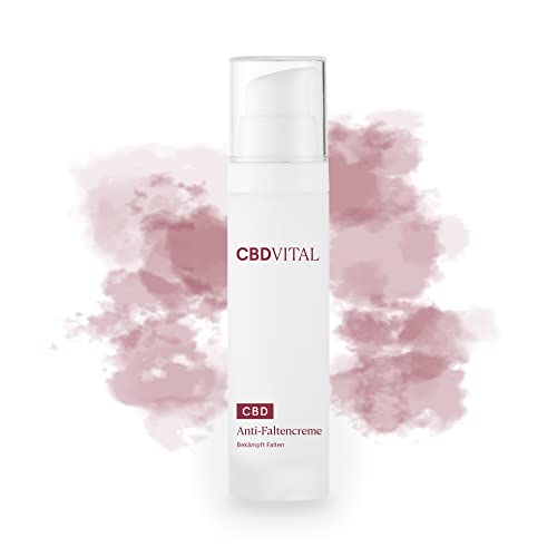 CBD Anti Falten Creme | BIO Naturkosmetik | 100% vegan | 125 mg Cannabidiol | Speziell für empfindliche oder gereizte Haut | Anti Aging Pflege gegen Falten | Glättend & aufpolsternd