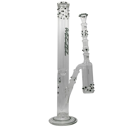 WEEZEL 55 CM Glasbong Set inkl Vorkühler, Aktivkohle-Adapter, Diffusor-Chillum und PsyHead | Handgemacht in Deutschland | Grün-Weiss - Just Tagging Serie/Cooler Line