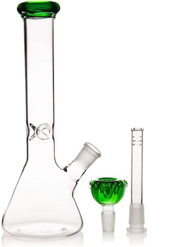 28 cm Grün Glasbong mit Tornadofilter, 14 mm Anschluss, Kunststoffbong mit Glaspfeife