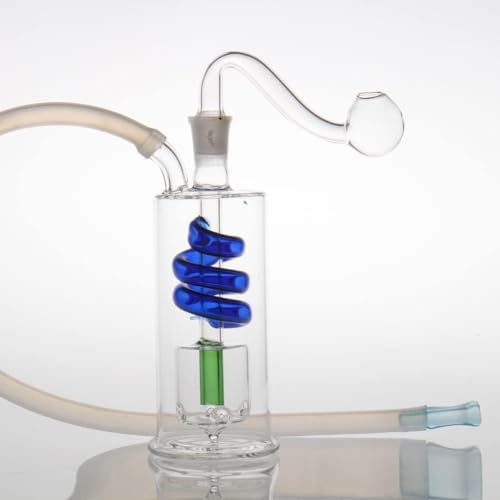 Mini Bong 10mm Portable Oil Burner Glass Water Bong Smoking Pipe Bubbler Bong Small Oil Dab Rigs for Smoking Bongs Glass Pipe Send Silicone Hose (12cm Bong)