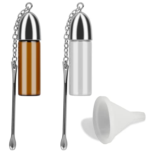 Gewürzpulver Werkzeuge mit Löffell, Dispenser, Glas kleine Aufbewahrungsflasche mit Mini Silikon Trichter für Outdoor, Reisen(2 Stück)