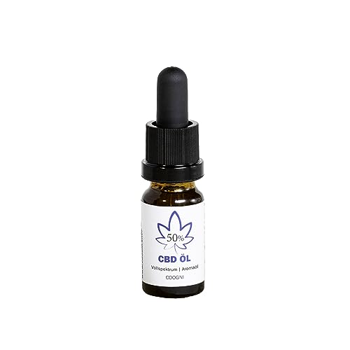 CBD Öl 50%, Apothekenqualität von Coogni made in Germany, höchste Dosierung, hochwertiges Vollspektrum Öl mit MCT-Träger, 5000mg CBD, weniger als 0,2% THC, 50% CBD Öl original Schweizer Anbau