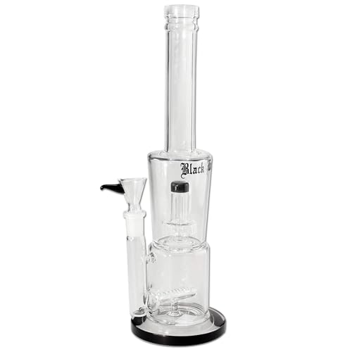 Smokerhontas Black Leaf Bubbler Bong mit Trommerperkulator & Inline Slit Diffusor aus Borosilikatglas - 32 cm