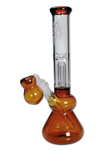 Black Leaf Perkolatorbong Ice, 31cm, Borosilikatglas, schwarz, mit Fly Logo, Kuppelperkolator, Ice Dornen, kein Kickloch, NS 19/14, Diffusor, Ersatzteil GF 17/EDNL712-12 - amber