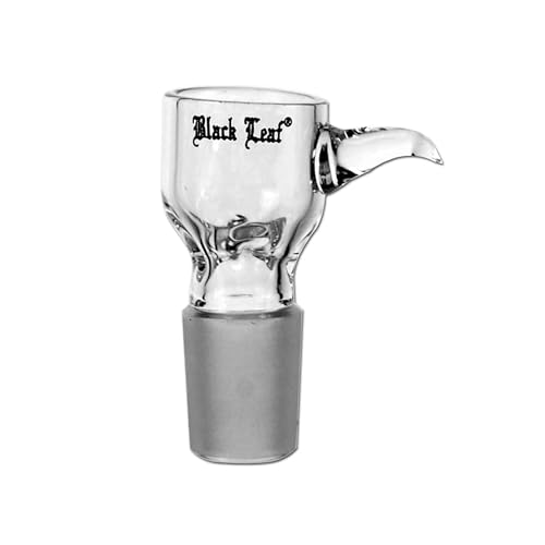 Smokerhontas Black Leaf Bong Kopf mit Griff und integriertem Sieb/Glaskopf mit großem Durchlass/Durchzug und Rollstopp - Transparent Glaskopf für Bong & Wasserpfeife - SG: 18,8 mm