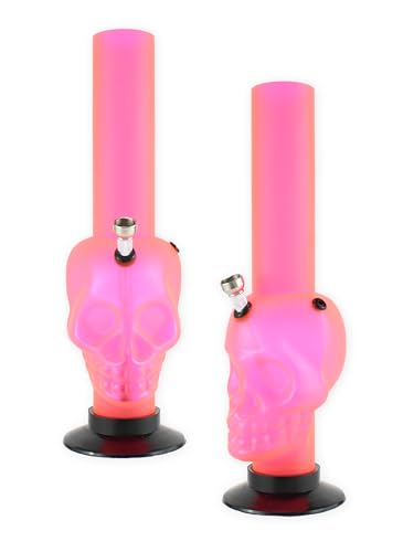 Budawi Acrylbong Skull Totenkopf mit Alu Chillum Schraubkopf und Kickloch Wasserpfeife Bong