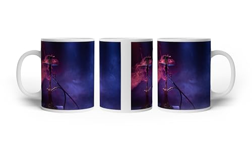 deyoli Motivetasse Shisha umgeben von geheimnisvollem, farbenfrohem Rauch. 300ml, aus weißem Keramik/Kaffetasse/Geschenkidee