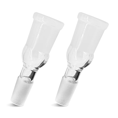 Glasbong-Kopf Glasrohradapter für Bongs - Bong Kopf für Bongs Zubehör, Glaskopf für Glasbong, 14 mm Stecker auf 18 mm Buchse, Bongpfeife Steckkopf Chillum Adapter Zubehör für Wasser Glasrohr (2 Stk)