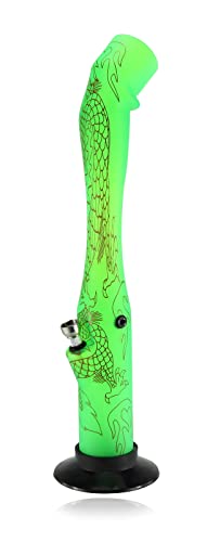 Budawi Acrylbong Drache H: 40 cm/Ø 50mm Alu Flutschkopf mit Schraub Chillum Wasserpfeife