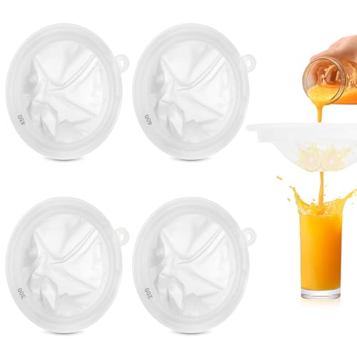 4 Stück Sieb Fein, Pavlleen Feines Sieb, Sieb Filter, 100/200 / 400/450 Mesh, Leicht zu Reinigendes, Küchensieb Kunststoff Passiersieb, für Saft, Milch, Kaffee, Sojamilch