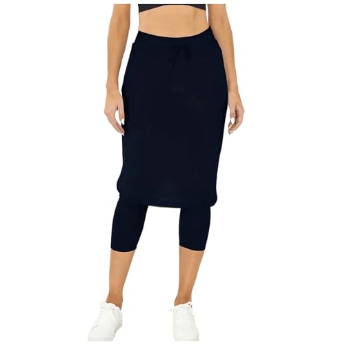 2025 - Leggings mit Rock für Frauen Yoga Leggings mit Röcken & Frauen Tennis Leggings Kleidung Ring Dick (Black, S)