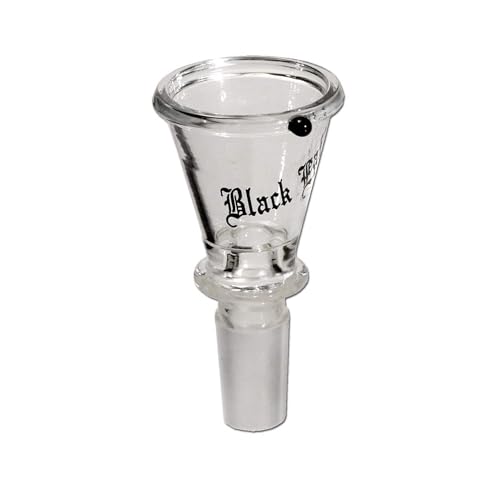 Smokerhontas Black Leaf Cone Bong Kopf aus Glas/Konischer Bongkopf mit Rollstopp - Transparent Glaskopf für Bong & Wasserpfeife - SG: 18,8 mm