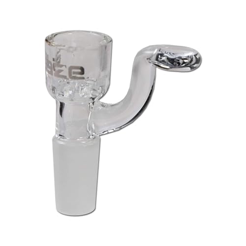 Smokerhontas Blaze Bong Kopf mit Griff und integriertem Sieb/Glaskopf mit großem Durchlass/Durchzug und Rollstopp - Transparent Glaskopf für Bong & Wasserpfeife - SG: 18,8 mm