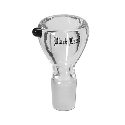 Smokerhontas Black Leaf Bong Kopf Dickwandig aus Glas Rund mit großem Durchlass/Durchzug und Rollstopp - Transparent Glaskopf für Bong & Wasserpfeife - NS: 18,8mm