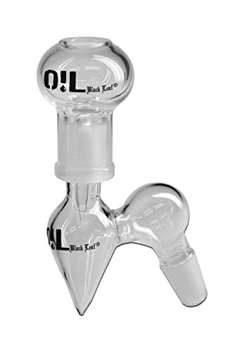 Black Leaf O!L Öl-Bong-Zubehör für OiL-Rig, Dabbing: Öl-Kopf zum Verdampfen von Öl | 115 x 40 mm, NS 14 (14,5 mm) | Glas, klar | Essenz-Aufsatz 3-teilig | von bong-discount