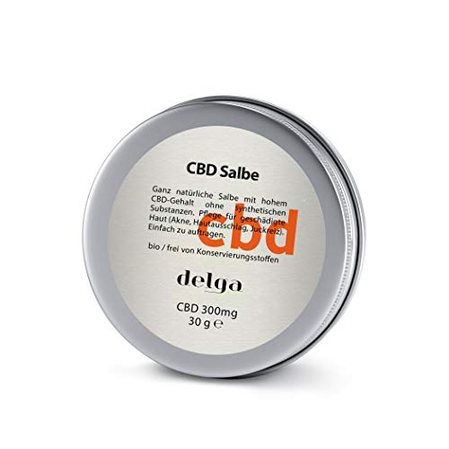 CBD Salbe Bio/Frei von Konservierungsstoffen 30g - natürliche Salbe mit hohem CBD - Hautpflegeprodukt für die geschädigte Haut (Akne, Ekzemen, Hautausschlag, Juckreiz oder sonnengebrannt)