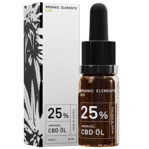 ORGANIC ELEMENTS CBD-Öl 25% Hanföl-Tropfen mit 2500 mg Cannabidiol – Vollspektrum – aus der Steiermark – 10 ml