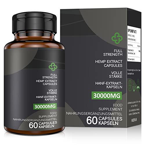 Kapseln Hochdosiert 30000mg, Hochwertige Pflanze kaltgepresst Extrakt, Omega 3-6-9 Fettsäuren, Natürliche Nahrungsergänzung, 60 Kapseln (1er Pack)