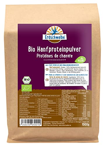 Erdschwalbe Bio Hanfprotein - Veganes Eiweißpulver - 1 Kg