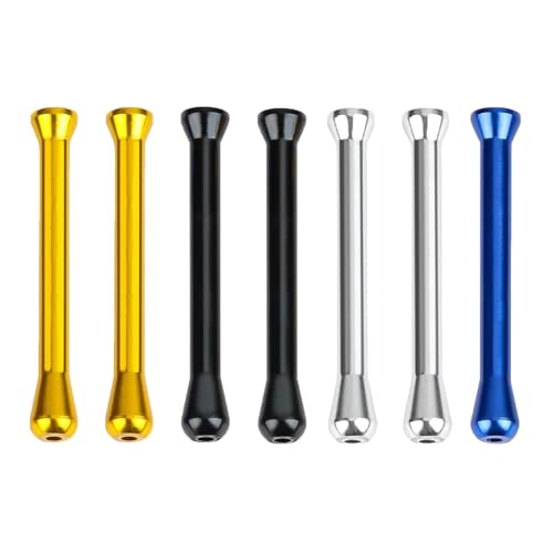 Lcyen 7 Stück Ziehröhrchen, Sniffer Set, Metall Schnupftabak, Schnupftabak-Strohhalm Tragbarer Schnüffel Snorter Snorting Kit Aluminium Ziehröhrchen Set Schnupfflasche 68MM (Gold/Silber/Schwarz/Blau)