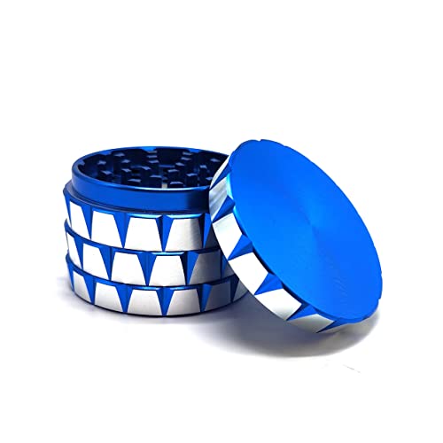 Premium Aluminium Grinder ∅ 63 mm Crusher mit Sieb | Kristall Design Blau | Crusher Scraper Kraut Pollen Mühle Kräutermühle | magnetischer Deckel