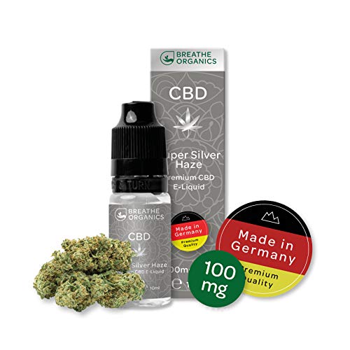 Premium CBD Liquid Super Silver Haze von Breathe Organics | E Liquid ohne Nikotin mit 100 mg CBD | 100% natürliche Terpene | Cannabidiol Liquid