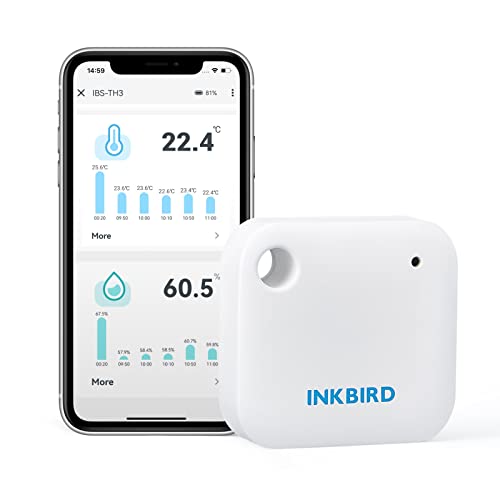 Inkbird Wlan Thermometer Hygrometer IBS-TH3, Innen Temperatur Luftfeuchtigkeit für Weinkeller, Gewächshaus, Garage