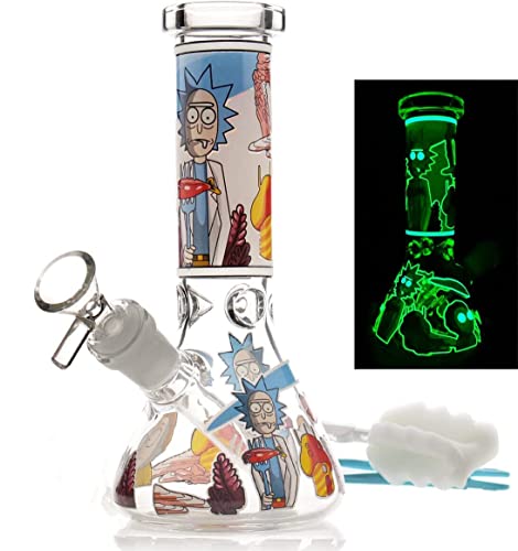 20cm Glas Bong Glow Mini Bong In Dark Wasserpfeife W/Percolator Becher Eis 14mm Schüssel