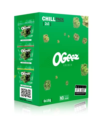 Ogeez Krunch Chill Pack Geschenkkarton - Knusper-Schokoladenstücke in Weed-Optik 60g