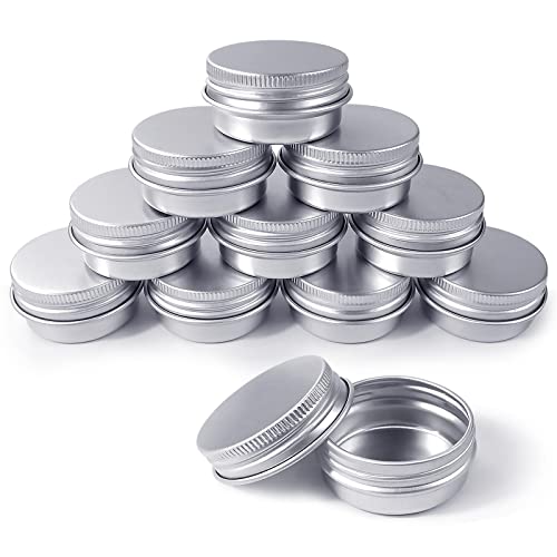 Redamancy 10 Stück Aluminium Leer Döschen, Aluminium Dosen, 15 ml Blechdose Cremedosen Reise, Tragbar Kleine Metalldose, für DIY Kerze, Creme, Kosmetik (Silber)