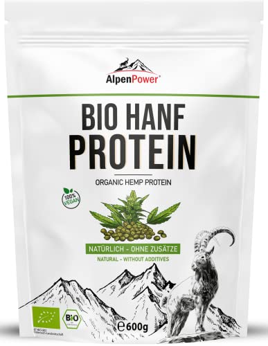 AlpenPower BIO HANFPROTEIN 600 g - 100% reines Hanfprotein aus Österreich - Veganes Eiweißpulver ohne Zusatzstoffe, vielseitig anwendbar