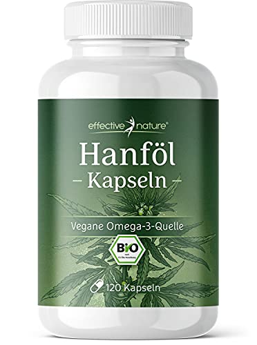 Hanföl Kapseln - Bio Hanfsamenöl kaltgepresst in veganen Kapseln - 2880mg pro Tag - Hochdosiert - pflanzliche Quelle für Omega 3-6-9 - Alternative zu Tropfen