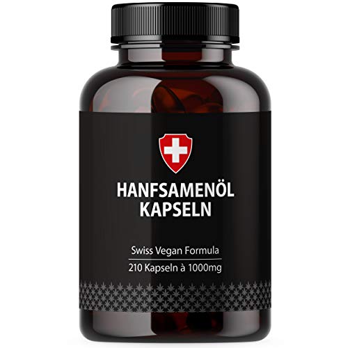 Hanföl in Softgel-Kapseln | Hochdosiert mit 1000mg pro Kapsel | Von Active Swiss | Kaltgepresst für 210 Tage / 7 Monate