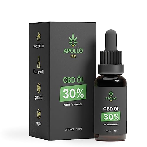 Apollo CBD Öl 30% | Vollspektrum Extrakt CBD Tropfen | THC frei | Cannabidiol | Germany Qualitätsmarke | Naturreines Cannabis Öl | Premium natürlich & laborgeprüft | 10 ml | 250 Tropfen