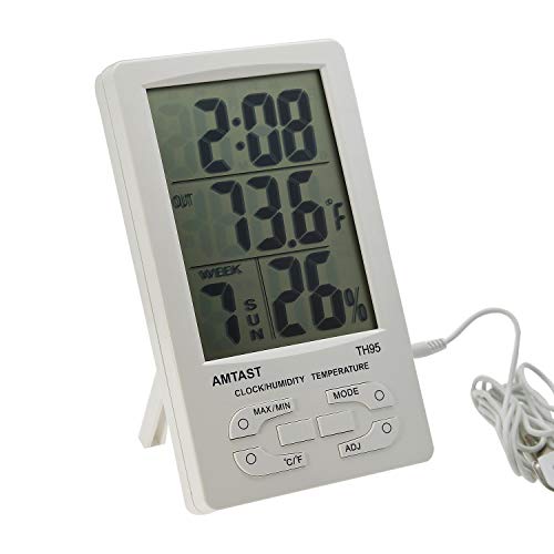 AMTAST Digitales Thermometer Hygrometer,thermometer indoor outdoor,Innenthermometer und Innenhygrometer Messgerät,Temperaturüberwachung mit externem Sensor