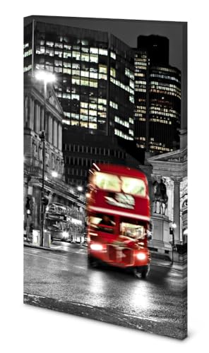 Magnettafel Pinnwand Bild Big red Bus London England Größe 60 x 120 cm