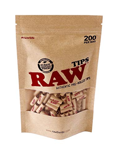 RAW Authentic Pre-Rolled Tips, 200 Tips pro Beutel 3 Beutel (600 Tips)