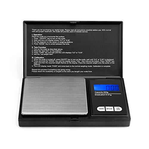 Ascher 200g/0,01g Taschenwaage Digitale Taschenwaage, 200 x 0,01 g, Taschenwaage Feinwaage Digitalwaage Goldwaage Münzwaage