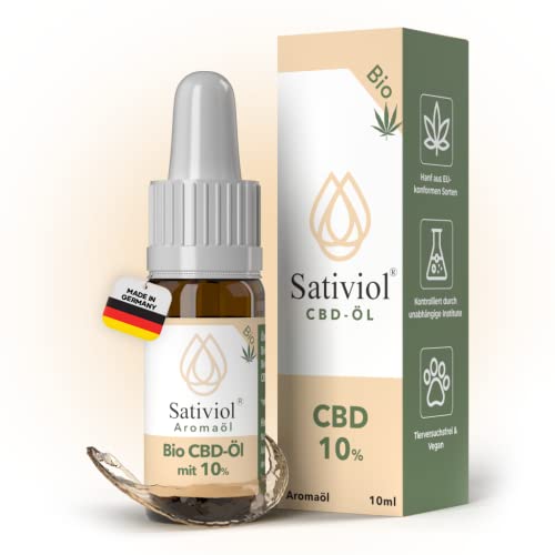 Sativiol Bio CBD-Öl 10% (Laborgeprüft) Vollspektrum Hanf-Tropfen (mit 1000mg Cannabidiol) Deutsches Bio Cannabis Öl