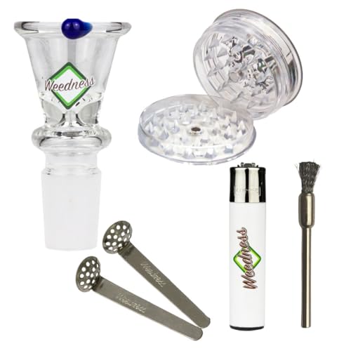 Weedness Bong-Glas-Kopf 18,8 mm Schliff Trichter 5-teiliges Set - Steckkopf Chillum Adapter Bong Zubehör Köpfchen Head Aufsatz Bowl