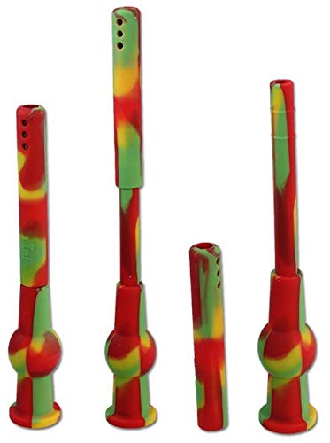 Black Leaf Bong-Zubehör: Universal-Adapter-Chillum für Steck-Kopf | NS 14 (14,5 mm) | SILIKON, rasta | Variabel - 10 bis 16 cm - Diffusor-Adapter, Aktiv-Kohle-Adapter, unkaputtbar | von bong-discount