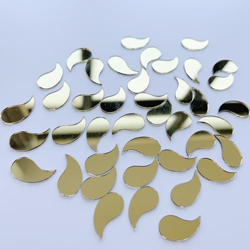 100 Stück Mini Mango Form Shisha Spiegel für Lippan Kunst Handwerk Stickerei Scrapbooking und Home Decor (Gold)