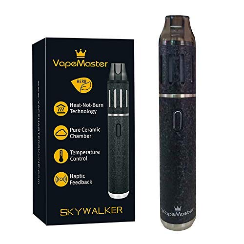 Vaporizer Kräuter Portabler Verdampfer - VapeMaster Skywalker Premium Herb Vaporizer, Heat-Not-Burn Tech, Keramikkammer Und 360 Grad Heizung, Temperatur Kontrolle, 2000mAh Akku, Kohlefaser