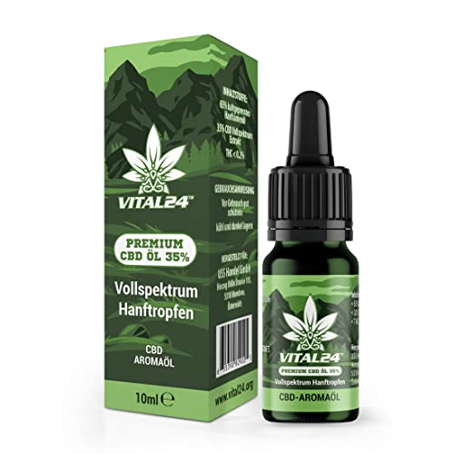 VITAL24 CBD-ÖL 35% - Vollspektrum Hanföl Tropfen - Cannabidiol - Cannabisöl - Vital CPD Cannabis+ Oil - 35 Prozent CBD Öl