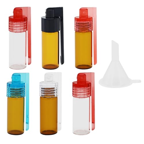6 Stücke 51 mm Schnupftabakdose, Gewürzpulver Werkzeug mit Löffel, Kleine aufbewahrungsflasche mit Mini-Trichter und Löffel Sniffer Set, integrierte Tragbare aufbewahrungsflasche für Outdoor