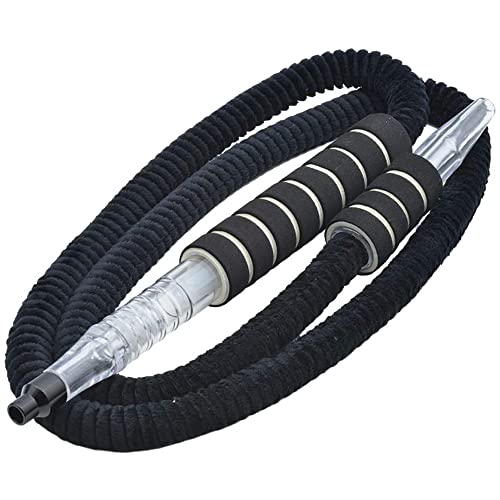 Shisha Schlauch Waschbarer Shisha Schlauch mit 1,8m Plüsch Pfeife mit Mini Eisbeutel, Abnehmbare Düse, Rauchschlauch, Shisha Pfeife für Shisha Zubehör, Schwarz
