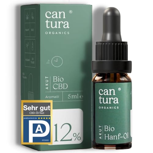 Cantura CBD Öl Bio 12%, Hanföl CBD Tropfen mit Premium Cannabidiol als Vollspektrum Extrakt, vegan (5 ml)