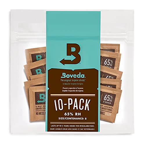 Boveda für Zigarren/Tabak | 2-Wege-Feuchtigkeitsregulierung mit 65% RH | Größe 8 für bis zu 5 Zigarren | wiederverschließbare Verpackung mit 10 Stück