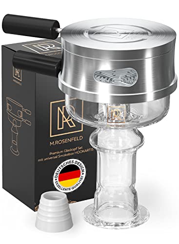 M. ROSENFELD Glaskopf Shisha Set – Shisha Kopf Set, Phunnel Kopf mit Smokebox HOOKARTIS mit einzigartigem Multi-Ring-Boden - passt für alle gängigen Köpfe, Designed in Germany