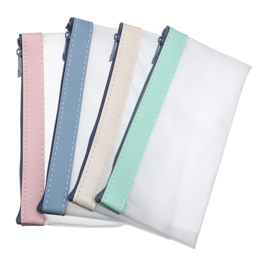 Angoily 4 Stück Münzen Tasche Organisatoren Banktaschen Geldbeutel Stifthalter Klare Reißverschlussbeutel Stifttaschen Federmäppchen Aufbewahrungstaschen Für Stifte TPU